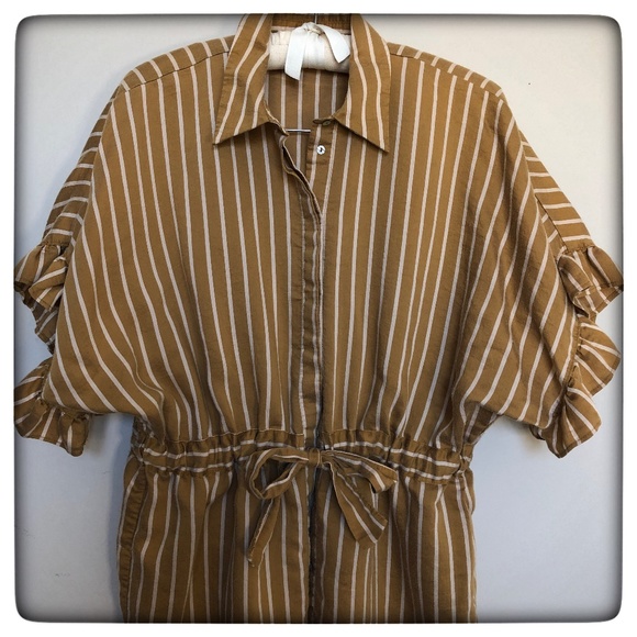 SALE ☘️ ZARA  tie-front peplum striped button down shirt - Picture 1 of 11